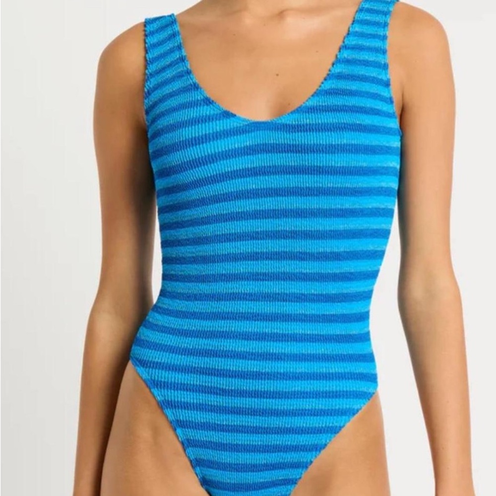 bond-eye Blue Striped One Piece Swimsuit